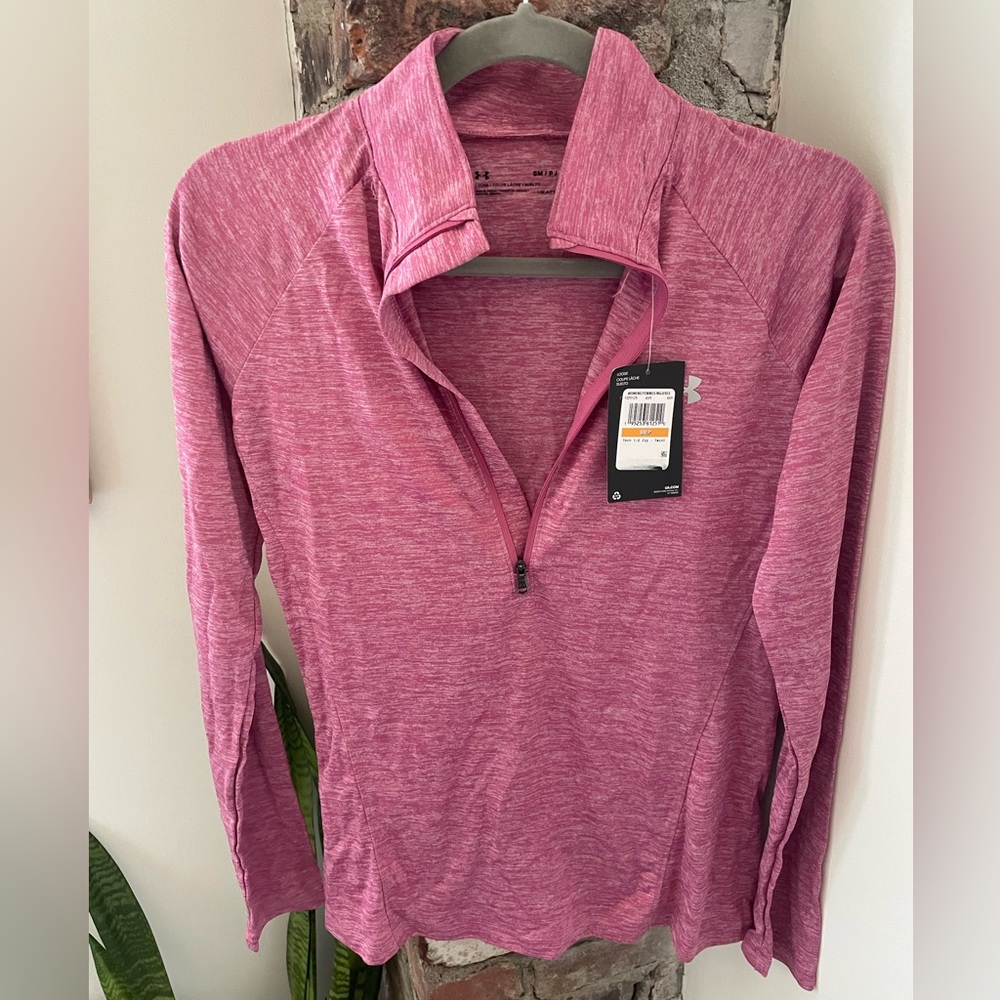 NWT Small Heathered Pink Under Armour Quarterzip